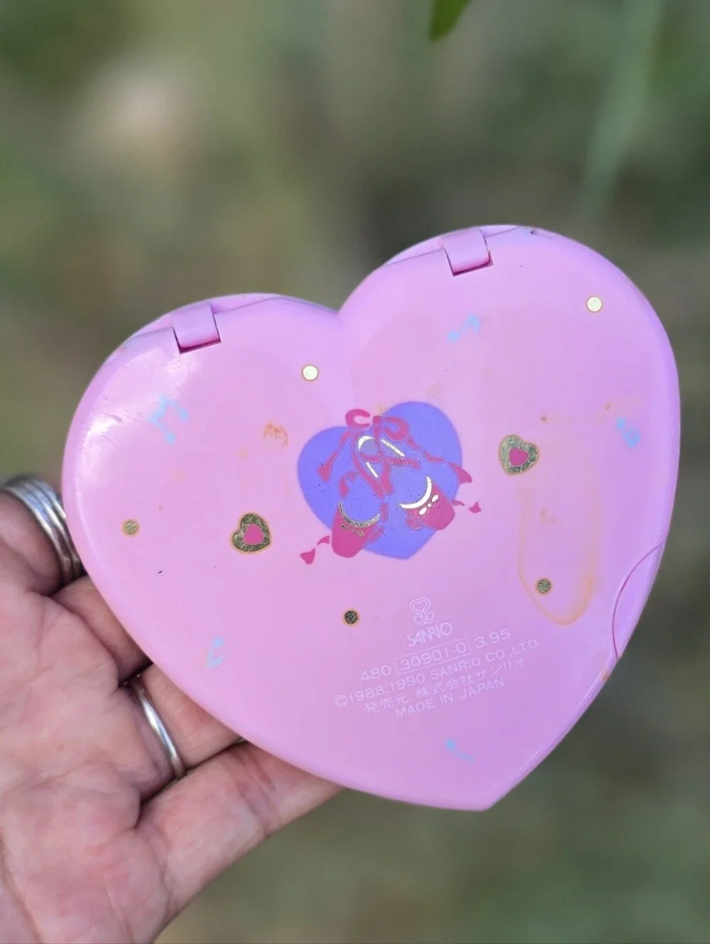 SUPER RARE 1988 SANRIO ballet slippers pink heart shaped compact with mirror